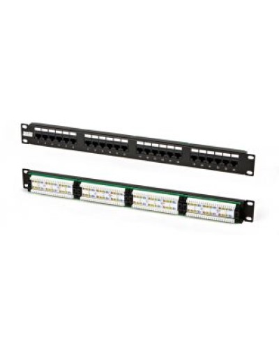 Патч-панель высокой плотности 19, 0.5U, 24 порта RJ-45, категория 5e, Dual IDC Hyperline PPHD-19-24-8P8C-C5e-110D в Хабаровске Патч панель Pintop.ru