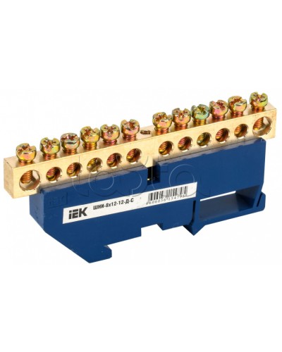 Шина N ноль на DIN-изоляторе ШНИ-8х12-12-Д-С IEK (YNN10-812-12D-K07) в Хабаровске Клеммные колодки Pintop.ru
