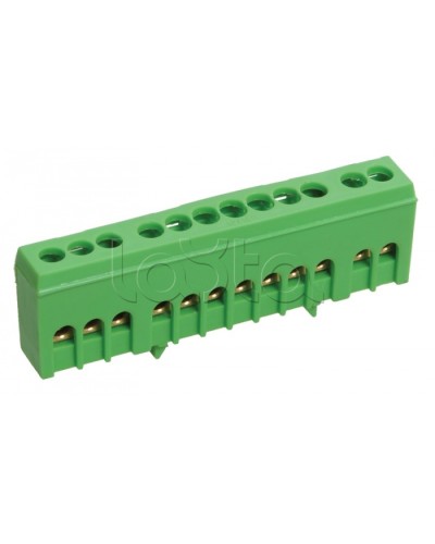 Шина ЗЕМЛЯ в корпусе изолированная на DIN-рейку ШНИ-6х9-12-К-З IEK YNN10-69-12KD-K06 в Хабаровске Клеммные колодки Pintop.ru