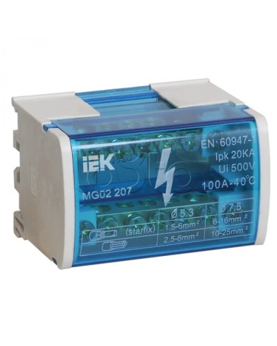 Шины на DIN-рейку в корпусе (кросс-модуль) L+PEN 2х7 IEK YND10-2-07-100 в Хабаровске Вентиляторные модули Pintop.ru