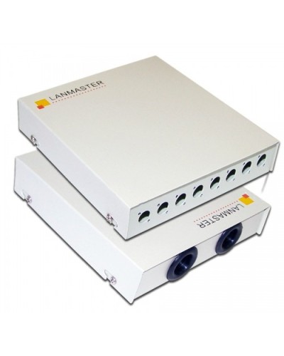 Кросс оптический настенный, металлический, на 8 FC адаптеров LANMASTER LAN-FOBM-WM-8FC в Хабаровске Кросс оптический Pintop.ru