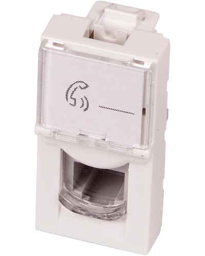 Вставка Mosaic 22.5x45, RJ-11, со шторкой и увеличенным окном маркировки, белая LANMASTER LAN-SIP-22TEL-WH в Хабаровске Коммутационные изделия Pintop.ru