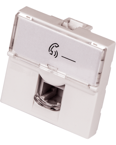 Вставка Mosaic 45x45, RJ-11, со шторкой и увеличенным окном маркировки LANMASTER LAN-SIP-23TEL-WH в Хабаровске Аксессуары для кабель-канала Pintop.ru