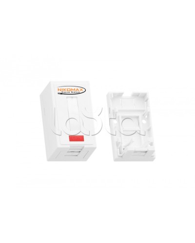 Корпус настенной розетки 1 порт NIKOMAX (NMC-MB1P-ST-WT) в Хабаровске Аксессуары для кабель-канала Pintop.ru