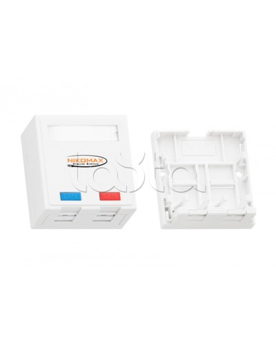 Корпус настенной розетки 2 порта NIKOMAX (NMC-MB2P-ST-WT) в Хабаровске Аксессуары для кабель-канала Pintop.ru