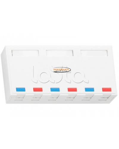 Корпус настенной розетки 6 портов NIKOMAX (NMC-MB6P-ST-WT) в Хабаровске Аксессуары для кабель-канала Pintop.ru