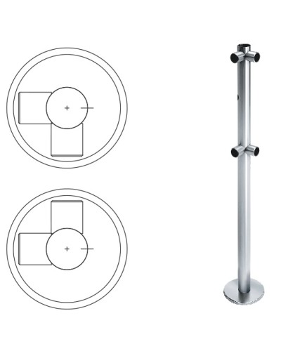 Стойка ограждения L-образная с отверстием под фиксатор, 2 муфты справа (антик серебро) Oxgard в Хабаровске Ограждения Pintop.ru