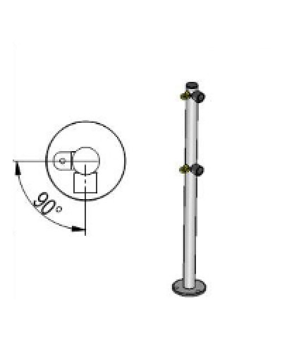 Стойка ограждения L-образная под поворотные створку и секцию 2 полупетли с крепежом, 2 муфты с крепежом справа Oxgard Стойка ограждения с 2-мя полупетлями L-образная права (ВЗР 1996.09.01) в Хабаровске Ограждения Pintop.ru