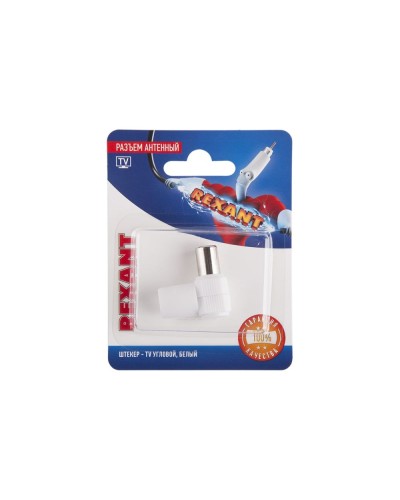 Разъем антенный, штекер TV угловой, RG-6, белый, 1 шт, REXANT 06-0014-A в Хабаровске Коннекторы и разъемы Pintop.ru