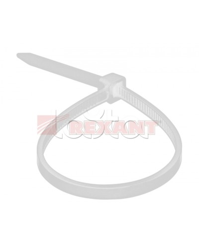 Хомут-стяжка нейлоновый 2.5х120 мм белый (100шт/уп) REXANT 07-0120 в Хабаровске Стяжки-хомуты Pintop.ru