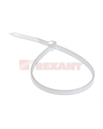Хомут-стяжка нейлоновый 4х200 мм белый (100шт/уп) REXANT 07-0200 в Хабаровске Стяжки-хомуты Pintop.ru