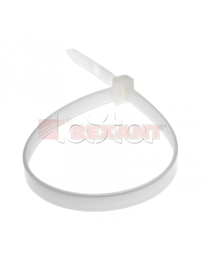 Хомут-стяжка нейлоновый 8х450 мм белый (100шт/уп) REXANT 07-0450-8 в Хабаровске Стяжки-хомуты Pintop.ru