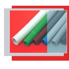 Труба гофрированная HFFR тяжелая диам 32 мм, с зондом, без галогена, трудногорючая, цвет серый Экопласт 21132HFR