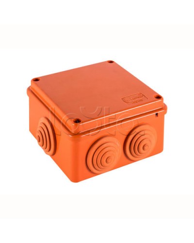 JBS100 Коробка огн. E110, о/п 100х100х55мм, без галогена, 6 вых., IP55, цвет оранж. Экопласт (43377HF) в Хабаровске Коробки (ОКЛ) Экопласт Pintop.ru