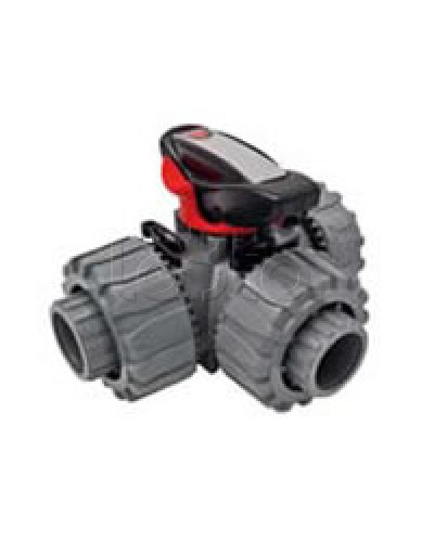 Кран шаровой трехходовой ПВХ D25, под клей Экопласт с муфтовым окончанием (49448) в Хабаровске Повороты, муфты, тройники Pintop.ru