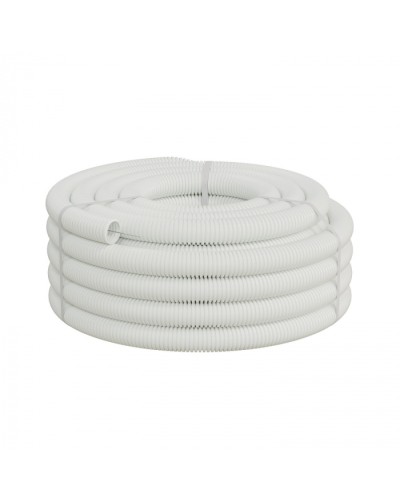 Труба ПП HF-FR гофрир. тяжелая, с зондом, без галогена, ПЛЛ 40мм Экопласт (61140HFR-W) - Труба ПП HF-FR гофрир. тяжелая, с зондом, без галогена, ПЛЛ диам.40мм ПВ-0 (20м) цвет белый 1 палл.=840м Экопласт в Хабаровске Труба гофрированная Pintop.ru