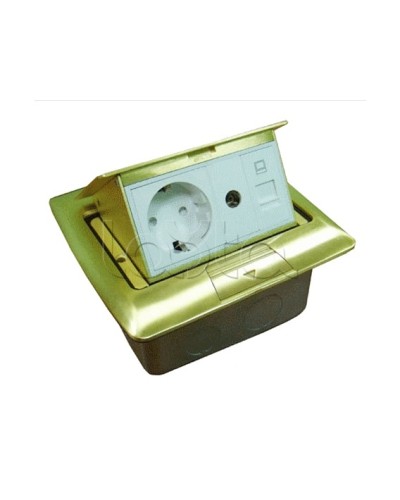 Люк встраиваемый на 1,5 модуля (45х45 мм) с коробкой, латунь, IP44 Экопласт 70023 в Хабаровске Системы лючков и колонн Pintop.ru