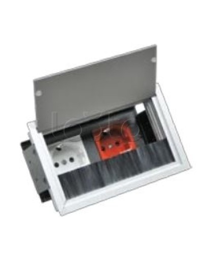 Люк настольный встраиваемый на 2 модуля (45х45мм) с крышкой, алюминий IP20 Экопласт 70042 в Хабаровске Системы лючков и колонн Pintop.ru