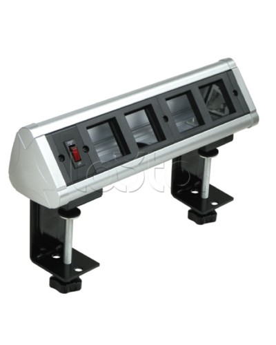 Блок настольный с выключателем нагрузки на 4 модуля (45х45мм) на струбцинах (алюминий) Экопласт 70314 в Хабаровске Аксессуары для кабель-канала Pintop.ru
