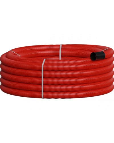 NR040 Двустенная труб.а ПНД гибкая, тип 450, SN29, с зондом, D40мм (20м) цвет красный Экопласт 801040-20 в Хабаровске Гладкая труба Pintop.ru