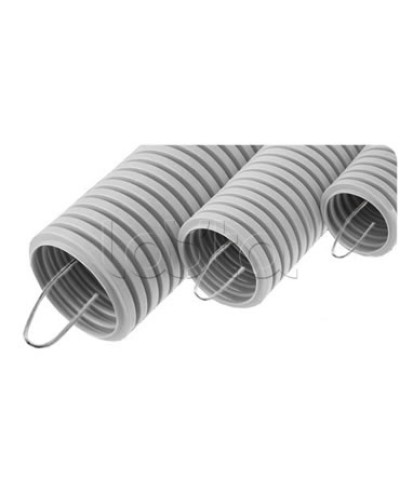 NR040 Усиленная двустен. труба ПНД гибкая, тип 750, SN49, с зондом, D40мм (50м) цвет красный Экопласт (821040) в Хабаровске Труба гофрированная Pintop.ru