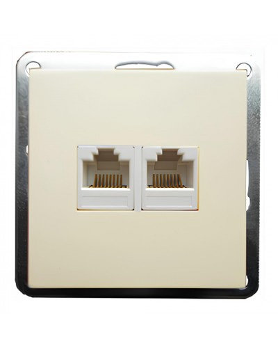 Розетка телефонная двойная 2хRJ-11 с накладкой (бежевый) LK60 (865601) в Хабаровске Розетки компьютерные и телефонные Pintop.ru