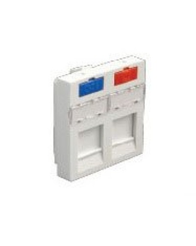 Лицевая панель (накладка) информационной розетки, 45х45 мм, 2 входа Экопласт (87002) в Хабаровске Розетки компьютерные и телефонные Pintop.ru