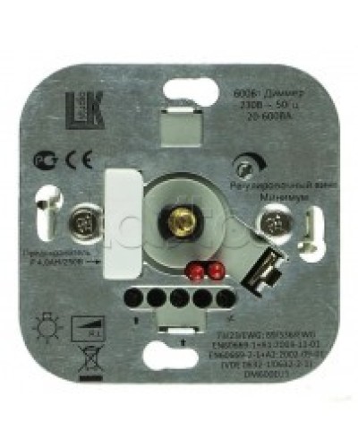 Механизм светорегулятора со световой индикацией, W= 600 Вт; Vintage Экопласт 887200-1 в Хабаровске Розетки компьютерные и телефонные Pintop.ru