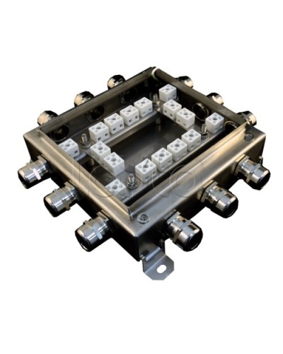 Коробка монтажная огнестойкая Гефест КМ-О (32к*6,0)-IP66 2020нерж, 12 вводов 200х200х60 в Хабаровске Распределительные коробки Pintop.ru