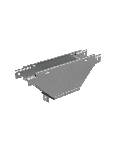 Т-ответвитель переходник 50х200-400 мм верт. c разворотом трассы на 90 гр. ПЛЮС (нижняя часть больше исходной) INOX304 КМ-Профиль (TDPVplus90-50-200-400 INOX304) в Хабаровске Аксессуары для лотков Pintop.ru