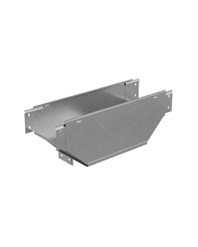 Т-ответвитель переходник 100х150-200 мм верт. c разворотом трассы на 90 гр. ПЛЮС (нижняя часть больше исходной) HD85 КМ-профиль (TDPVplus90-100-150-200 HD85) в Хабаровске Аксессуары для лотков Pintop.ru