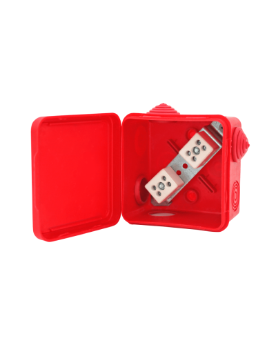 Коробка распределительная огнестойкая КРОПС-П1, IP54, габаритные размеры 100х100х50 мм, для кабелей сечением до 4 мм2, 4 клеммы КМ-Профиль (FRJB-KM-P1-4-04-КРОПС-IP54) в Хабаровске Распределительные коробки Pintop.ru