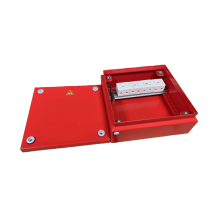 Коробка распределительная огнестойкая КРОПС, IP55, габаритные размеры 200х200х80 мм, для кабелей сечением до 6 мм2, 4 клеммы КМ-Профиль (FRJB-KM-ST6-6-04-КРОПС-IP55)