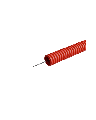 Труба гофрированная ПНД лёгкая d25 мм с зондом трудногорючая безгалогенная (HFFRLS), (уп. 50 м) КМ-профиль (KM-FRTG-25) в Хабаровске Труба гофрированная Pintop.ru