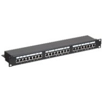 Патч-панель 19", 1U, 24 порта RJ-45, категория 6, Dual IDC с задним кабельным организатором, экранированная, черная