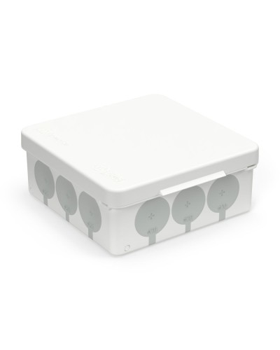 Коробка распред. 60-0303-9003с двухкомп. (HF) белая с серым 100х100х40 (90шт/кор) Промрукав (60-0303-9003с) в Хабаровске Распределительные коробки Pintop.ru