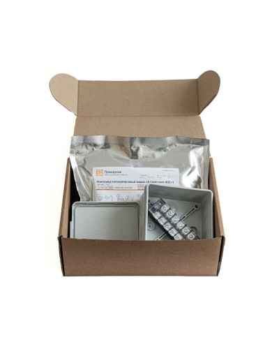 Коробка распред. двухкомп. (HF) 100х100х50 серая Промрукав (PR80.0178) в Хабаровске Распределительные коробки Pintop.ru