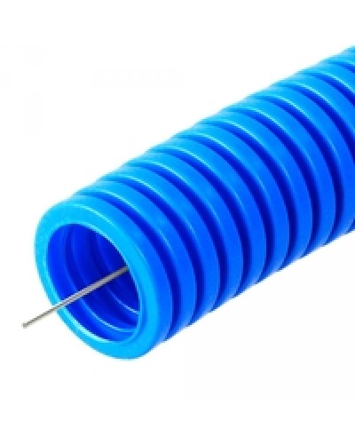 Труба гофрированная ПП тяжёлая 750 Н не распространяющая горение с/з синяя д25 (50м/2600м/ уп/пал) Промрукав PR02.0081 в Хабаровске Труба гофрированная Pintop.ru