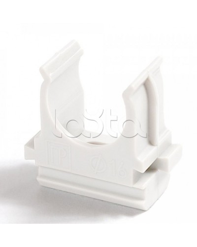 Крепёж-клипса для труб Полистирол белая д16 (100шт/2000шт уп/кор) Промрукав (PR.02716б) в Хабаровске Держатели, клипсы, скобы Pintop.ru