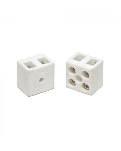 Клемма керамическая латунь 10 мм² 2 пары контактов с крепежным отверстием (5 шт/уп) Промрукав (PR08.7161) в Хабаровске Аксессуары для кабель-канала Pintop.ru