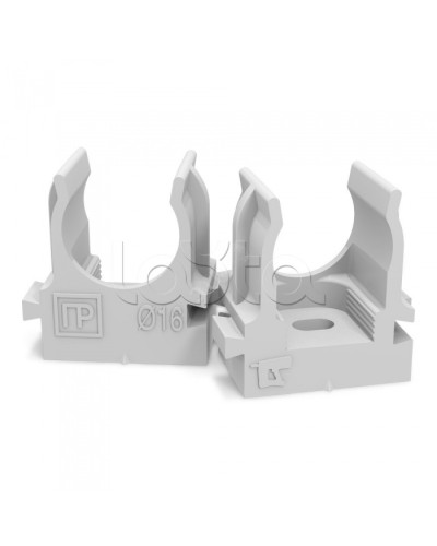 Крепеж-клипса для труб для монтажного пистолета серая в п/э д16 (100шт/1100шт уп/кор) Промрукав PR13.0119 в Хабаровске Держатели, клипсы, скобы Pintop.ru