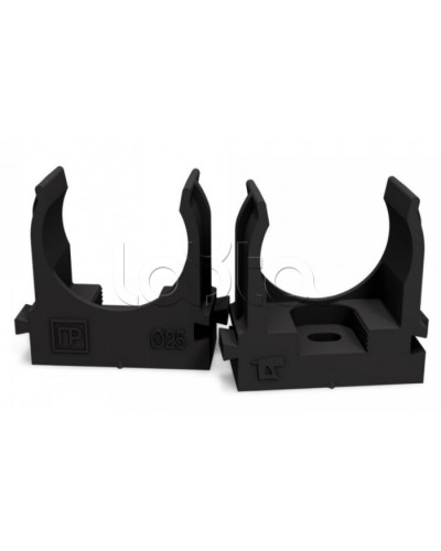 Крепеж-клипса для труб для монтажного пистолета черная в п/э д25 (100шт/700шт уп/кор) Промрукав (PR13.0133) в Хабаровске Держатели, клипсы, скобы Pintop.ru