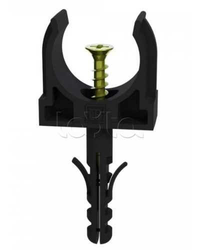 Крепеж-клипса с дюбелем и саморезом черная д25 в малой упаковке (10шт/450шт уп/кор) Промрукав (PR13.0313) в Хабаровске Держатели, клипсы, скобы Pintop.ru