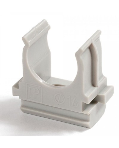 Крепёж-клипса для труб д16 безгалогенная (HF) атмосферостойкая серая (100шт/2000шт уп/кор) Промрукав (PR13.0344) в Хабаровске Держатели, клипсы, скобы Pintop.ru