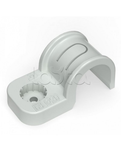 Крепеж-скоба пластиковая односторонняя для прямого монтажа серая в п/э д20 Промрукав (PR13.0369) в Хабаровске Держатели, клипсы, скобы Pintop.ru