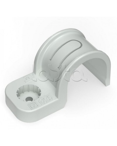 Крепеж-скоба пластиковая односторонняя для прямого монтажа серая в п/э д25 Промрукав (PR13.0370) в Хабаровске Держатели, клипсы, скобы Pintop.ru