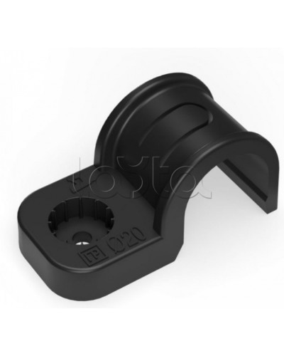 Крепеж-скоба пластиковая односторонняя для прямого монтажа черная в п/э д20 Промрукав (PR13.0373) в Хабаровске Держатели, клипсы, скобы Pintop.ru