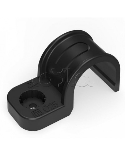 Крепеж-скоба пластиковая односторонняя для прямого монтажа черная в п/э д25 Промрукав (PR13.0374) в Хабаровске Держатели, клипсы, скобы Pintop.ru