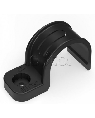 Крепеж-скоба пластиковая односторонняя для прямого монтажа черная в п/э д32 Промрукав (PR13.0375) в Хабаровске Держатели, клипсы, скобы Pintop.ru
