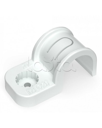 Крепеж-скоба пластиковая односторонняя для прямого монтажа белая в п/э д20 Промрукав (PR13.0377) в Хабаровске Держатели, клипсы, скобы Pintop.ru